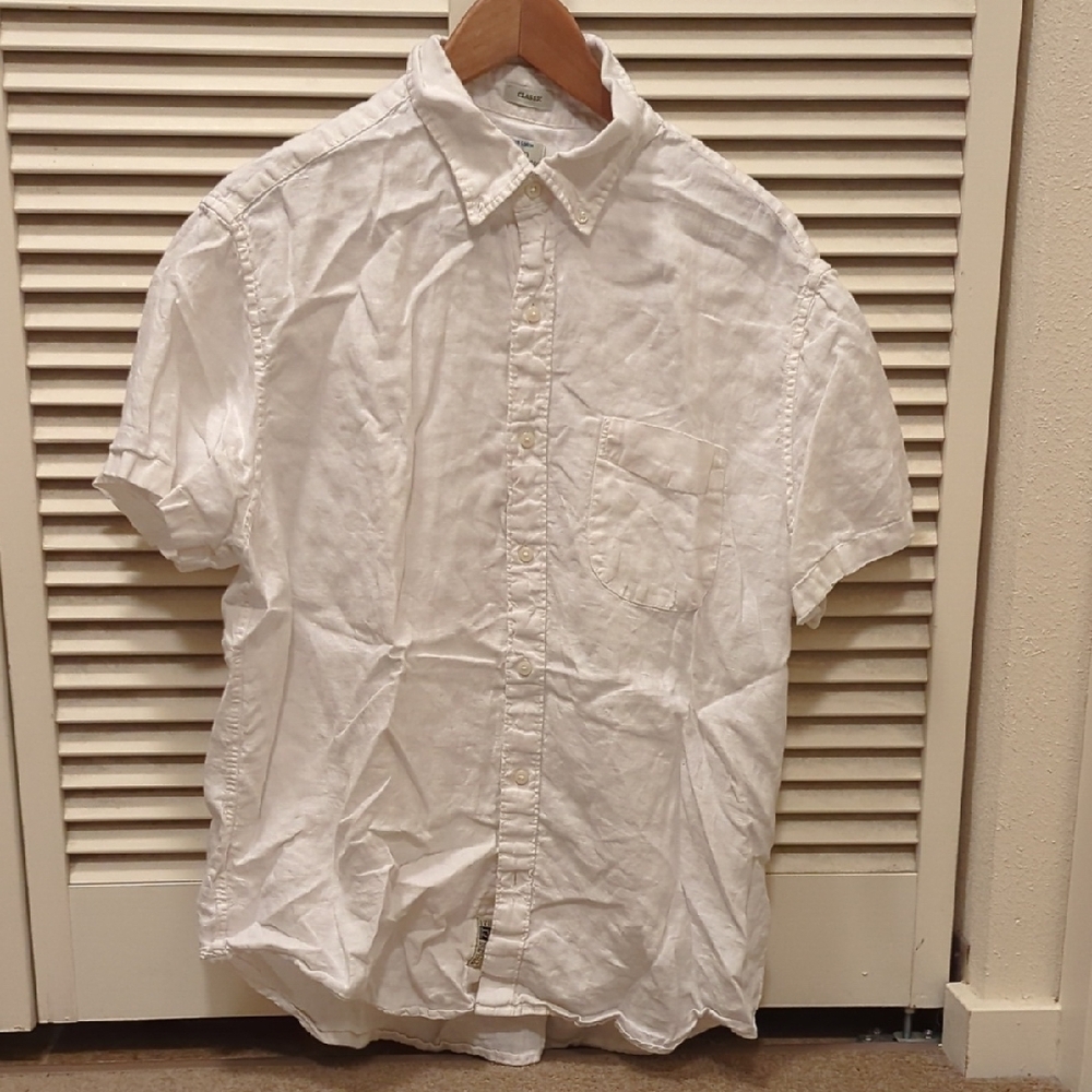 J Crew Men's White Short Sleeve Shirt
